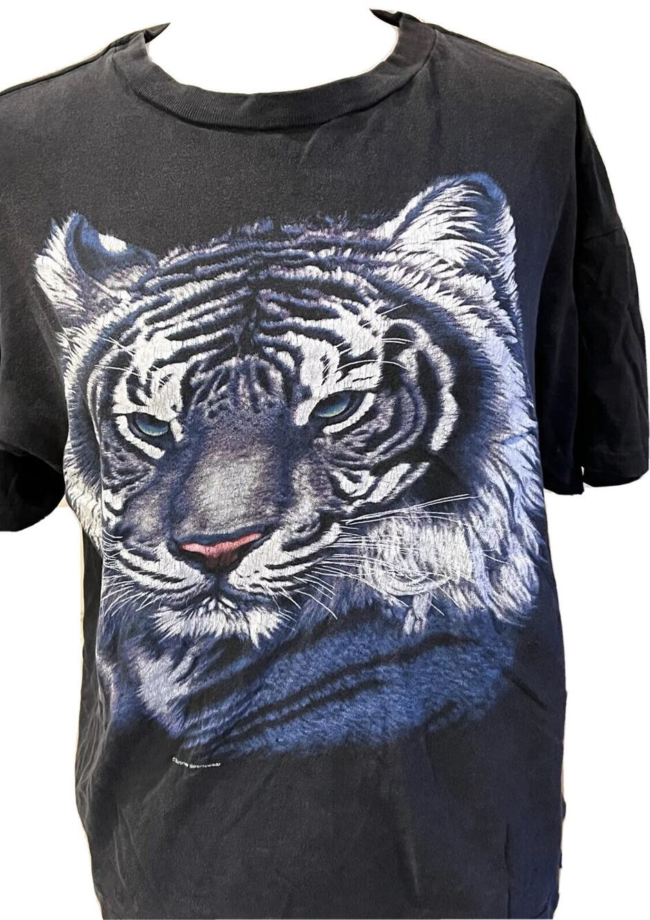 Vintage 80s Sunrise Sportswear White Tiger Graphic T-Shirt Mens M Single Stitch